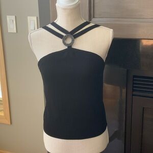 Elegant Black Camisole with Double-Strap and Ring Detail